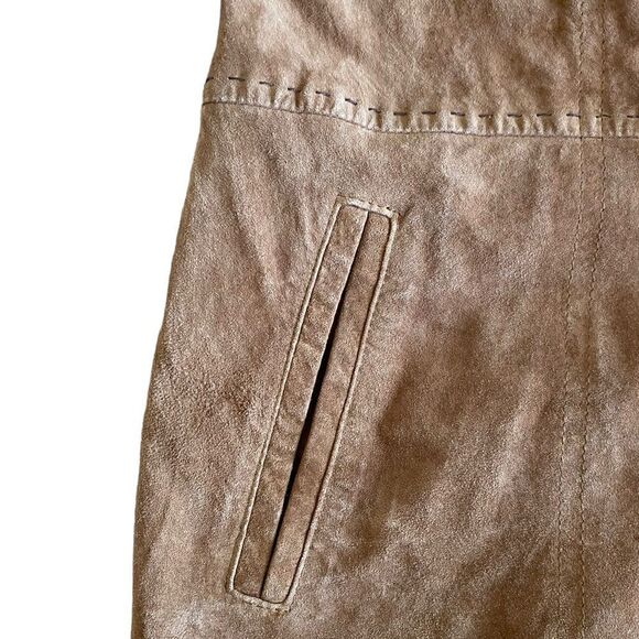 FABULOUS Alfred Sung Brown Long Suede Coat - Picture 5 of 15